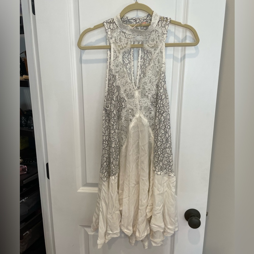 Free People Intimates Tank top lace white black tunic dress